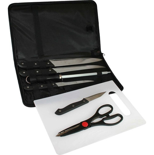 Conjunto Kit Para Churrasco 8 Peças Facas E Outros Aço Inox