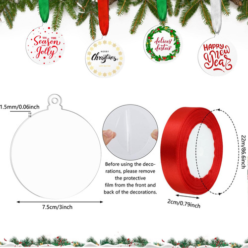Adornos Acrílicos De Navidad De Macarrie 100 Pcs En Blanco A