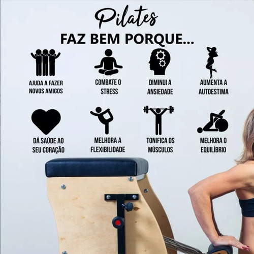 Adesivo Decorativo Pilates Faz Bem (150x100)cm Tamanho Grand