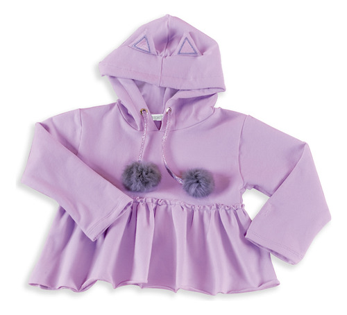 Coqueta Sudadera Lila Con Gorro Para Niña Talla 4-12