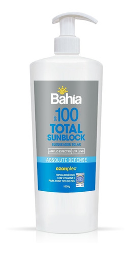 Bloqueador Bahía Total Sunblock Spf100 1000 G.