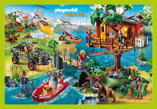 Puzzle Inkdrop 54 Piezas 50 X 35cm Playmobil Wild Life Lanus