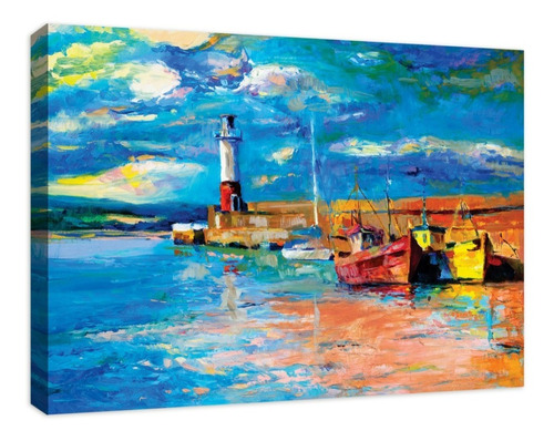 Faro Atardecer Cuadro Decorativo Lienzo Canvas Tipo Oleo