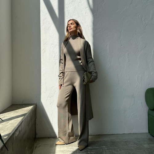 Conjunto De Traje De Punto De Fibra De Viscosa, Cómodo Estil