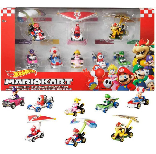 Diecast Hotwheels Mario Kart Cars 8 Pack Collector Set