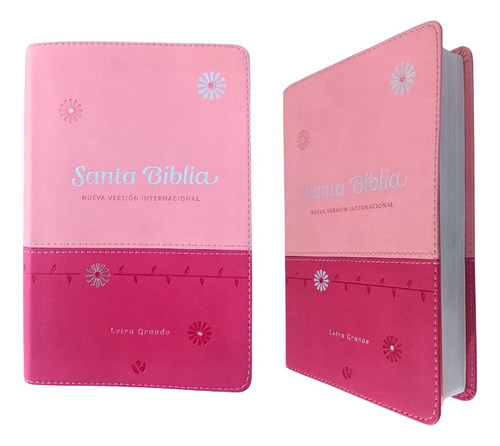 Biblia Nvi Con Letra Grande Tapa Cuero Ecológico Rosa