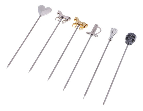 6 Unids De Material Acero Inoxidable Palillos Para Cóctel