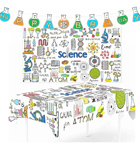 Kit De Decoracin De Cumpleaos Con Temtica De Ciencia, Cartel