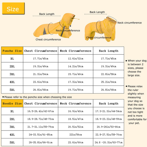 2 Impermeables Para Perros Grandes Con Capucha, Poncho Y