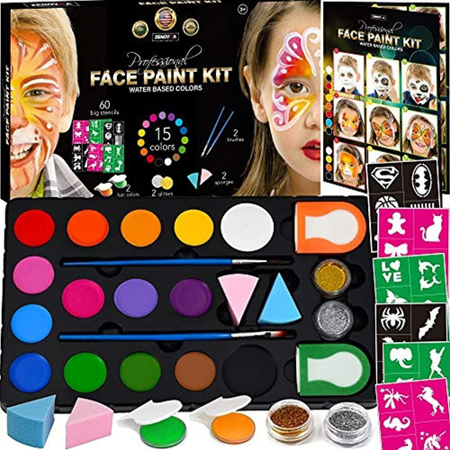 Kit De Pintura Facial Para Niños - 60 Plantillas Jumbo, 15