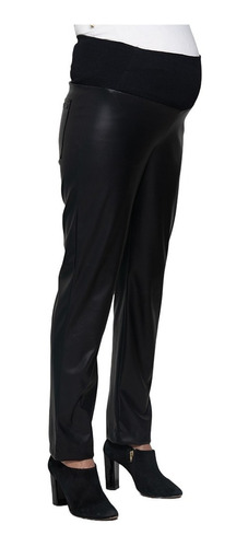 Pantalon Maternal Cuero Ecologico Faja Algodon Cintura 2397