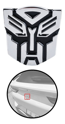 Emblema Cromado Con Negro Transformers Autobot 3d De Metal 
