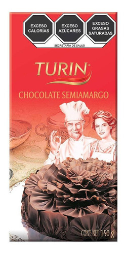 Barra De Chocolate Turin Chocolate Semiamargo 150g