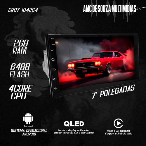 Multimidia Aikon Core Red Universal 1din 7p Android 2/64gb