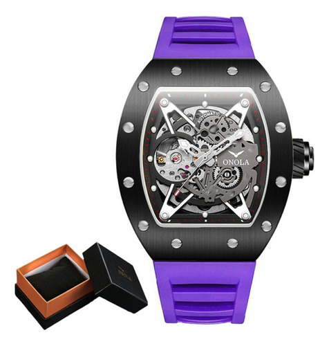 Relojes Automáticos Onola Fashion Hollow Out Para Hombre Color Del Bisel Black/purple