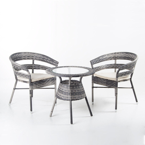 Imagen 2 de 9 de Set Terraza Borneo Gris 3 Pc D-16/b-50