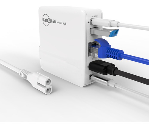 Cargador 65w + Hub Multipuertos Velocidad 5 Gbps