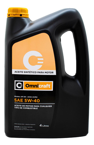 Aceite 5w40 Omnicraft X 4 Lts Sintético