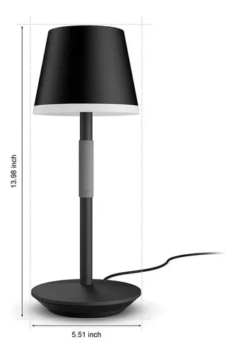 Lámpara De Mesa Portátil Inteligente Philips Hue Go Black, P