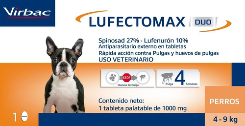 Pastilla Antipulgas Virbac Lufectomax 4 A 9kg (30 Días)