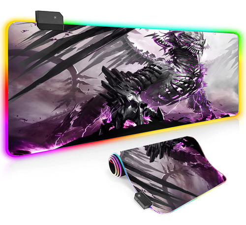 Alfombrilla Mouse Para Juego Rgb Anime Purpura Dragon War 12