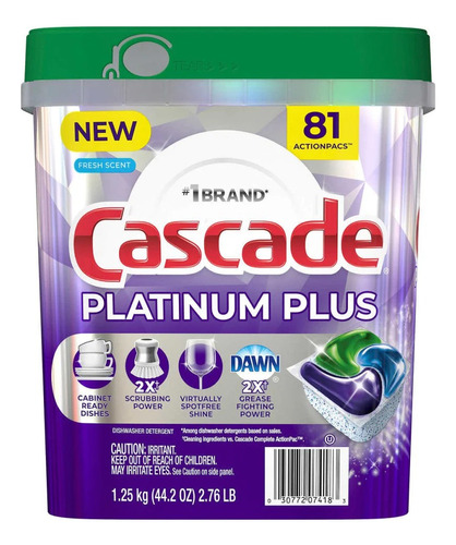 Detergente Lavaplatos Cascade Platinum Plus Pastillas 81 Pac