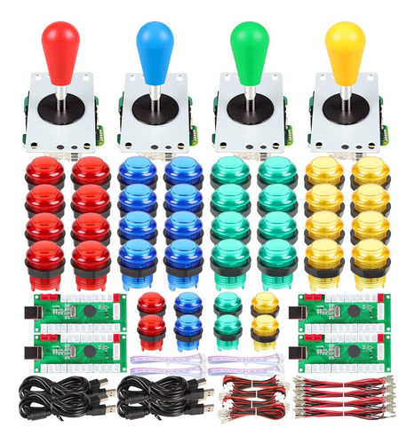 Fosiya Led Arcade Kit For 4 Players Style Joystick