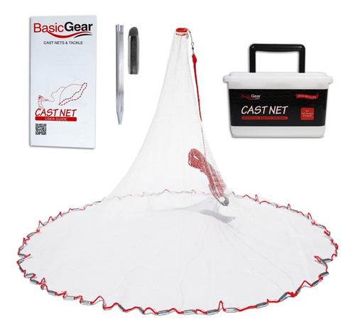 Basicgear Cast Net | Iron Zinc, Radio De 4 Pies, Malla De Y