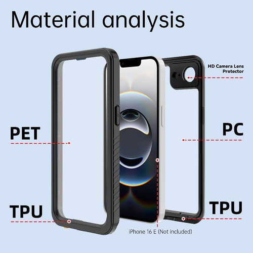 Capa Para iPhone 16e Com Protetor De Tela À Prova D'água