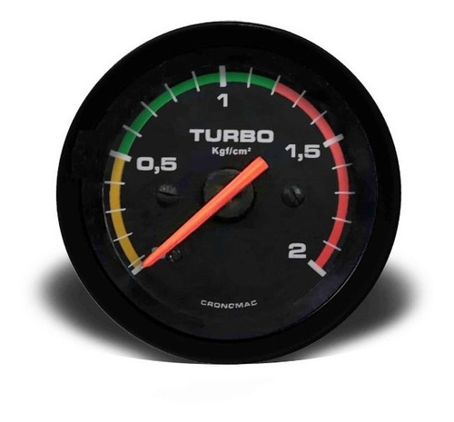Manômetro Pressão Turbo 52mm Mec. 2kg Street  Preto C Faixa