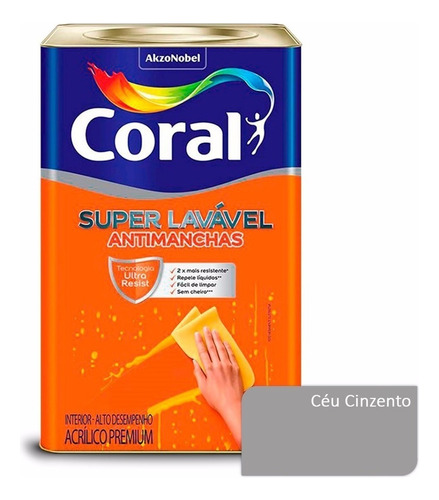 Tinta Acrílica Super Lavável Coral Céu Cinzento 16 Litros