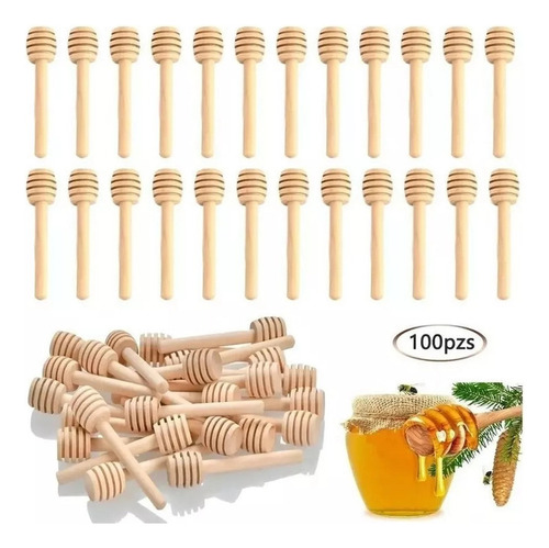 100 Uds Cucharas Palitos De Miel Madera Agitador De Miel 8cm