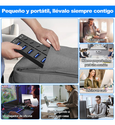 Hub Usb 3.0 Moxen Com 7 Portas Usb Com Switch Independente