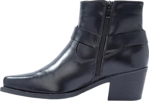 Botin Vaquero Mujer Tacon Tapa Estribo Biker Cierre Lateral