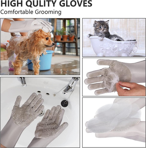 Imagen 6 de 9 de Guante Aseo Baño Pelos Mascotas Reutilizable Multifuncional