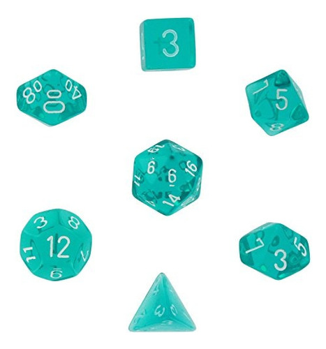 Set De Dados Translucidos Poliedricos De 7 Dado Teal D4 D6 D