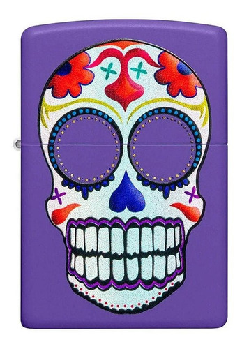 Isqueiro Zippo Caveira Mexicana Day Of Dead Roxo Original