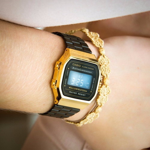Reloj Digital Casio Acero Inox. Color Neg/dor A168wegb-1b
