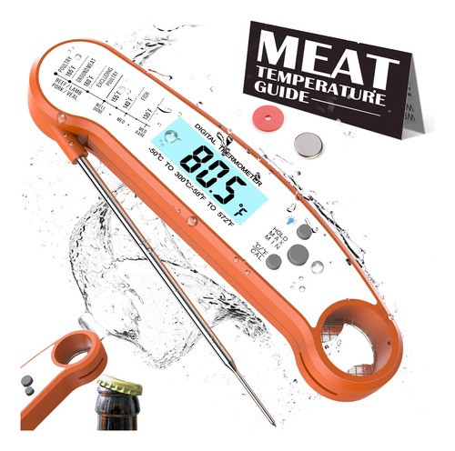 Termómetro Digital Para Carne Con Sonda, Lectura Instantánea