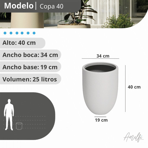 Imagen 5 de 8 de Maceta Plástica Grande Rotomoldeada Copa N 40 Moderna Amalfi