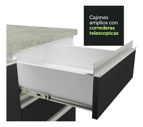 Madesa Glamy 180007 C Armá Balcão S Tamp Bp para cocina completa, color blanco/negro