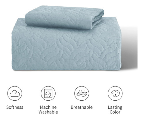 Juego De Colcha Doble Love's Cabin, De Color Azul Claro, Sua