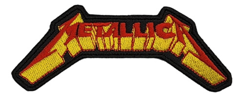 Parche Metallica Bordado Rojo/amarillo 10x4 Cm Para Coser 