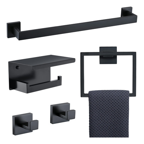 Juego De 6 Accesorios Para Baño Acero Inoxidable Negro