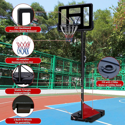 Aro De Baloncesto Portátil De 10 Pies Con Tablero Trasero E
