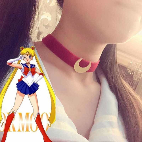 Sailor Moon Usagui Gargantilla Terciopelo Con Media Luna