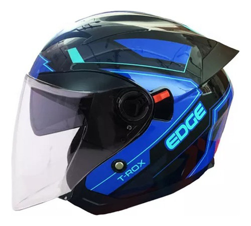 Casco Semi Integral Azul Trox Doble Visor Brillante