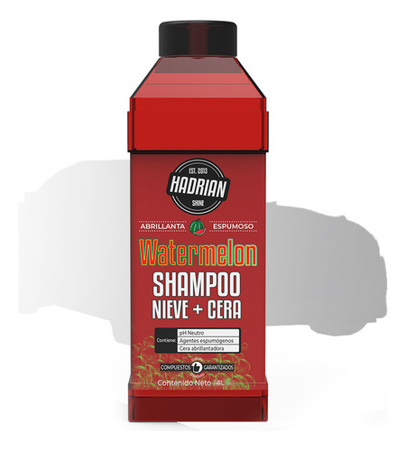 Shampoo Wax Watermelon Hadrian Shine Cera Carnauba 4 Litros