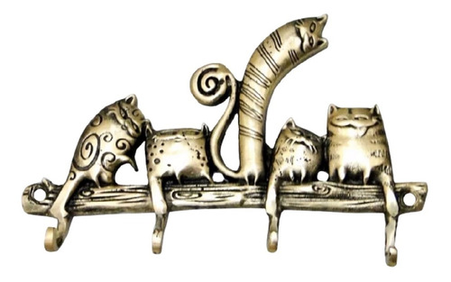 Cabide Porta Chaves Gatos Estilizados Bronze Decoração Lindo