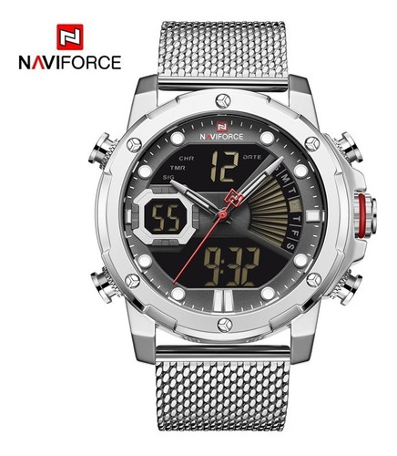 Espectacular Naviforce Nf9172s, Dual Time, Luz Halogena